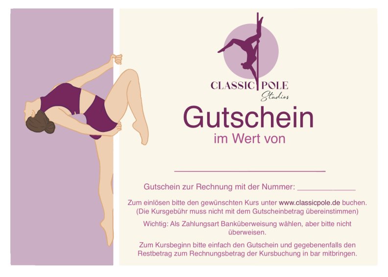Gutschein Poledance - 10€